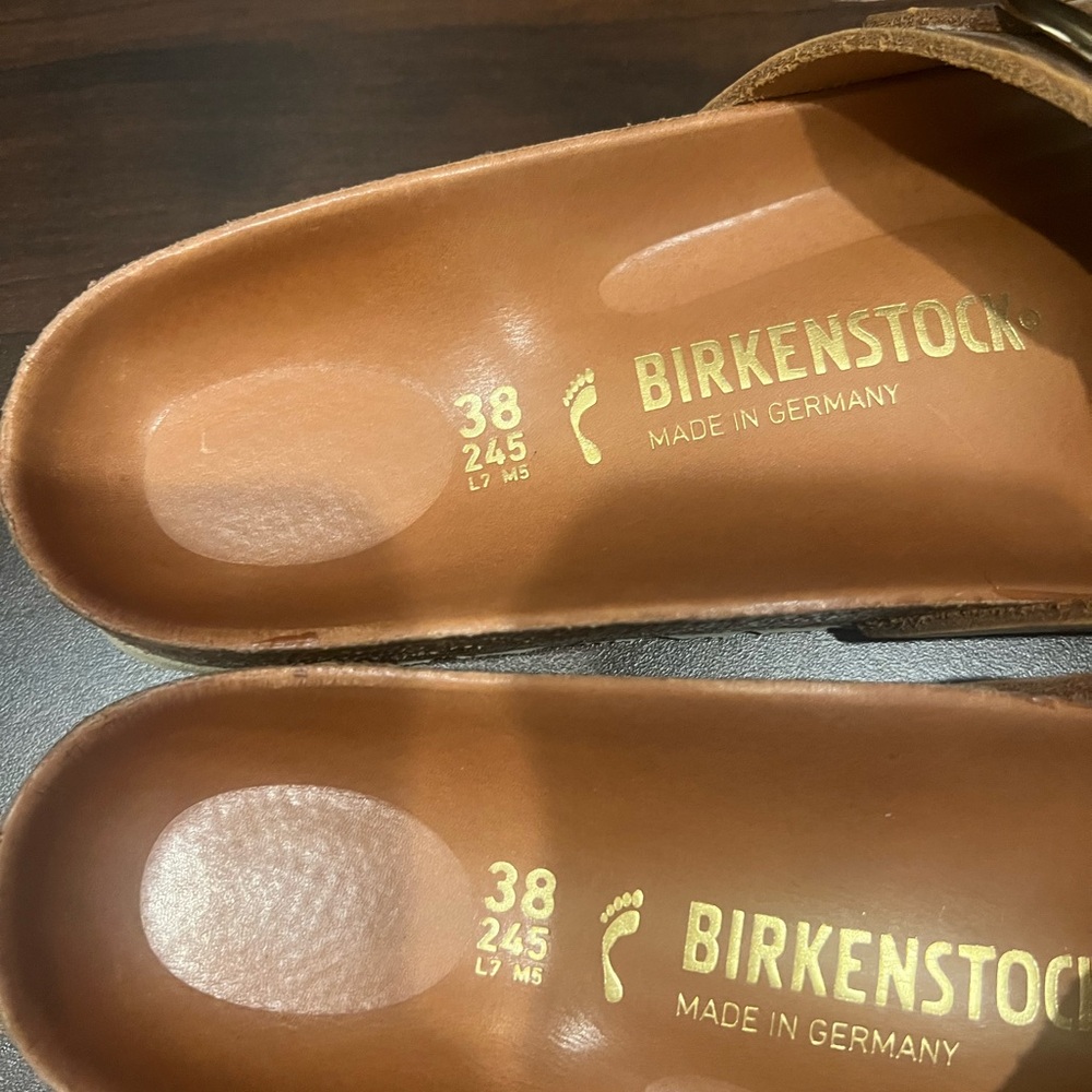 Birkenstock Brown Sandals with Gold Buckle - Picture 6 of 6